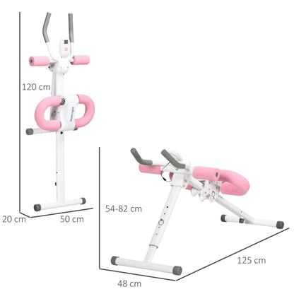 Folding Ab Trainer With LCD Monitor White & Pink by Sportnow