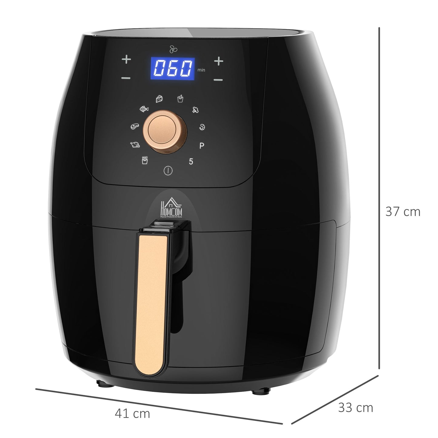 Air Fryers 1700W 5.5L with Digital Display Rapid Air Circulation System Adjustable Temperature 60 Min Timer for Healthy Oil Free Low Fat Cooking Nonstick Basket