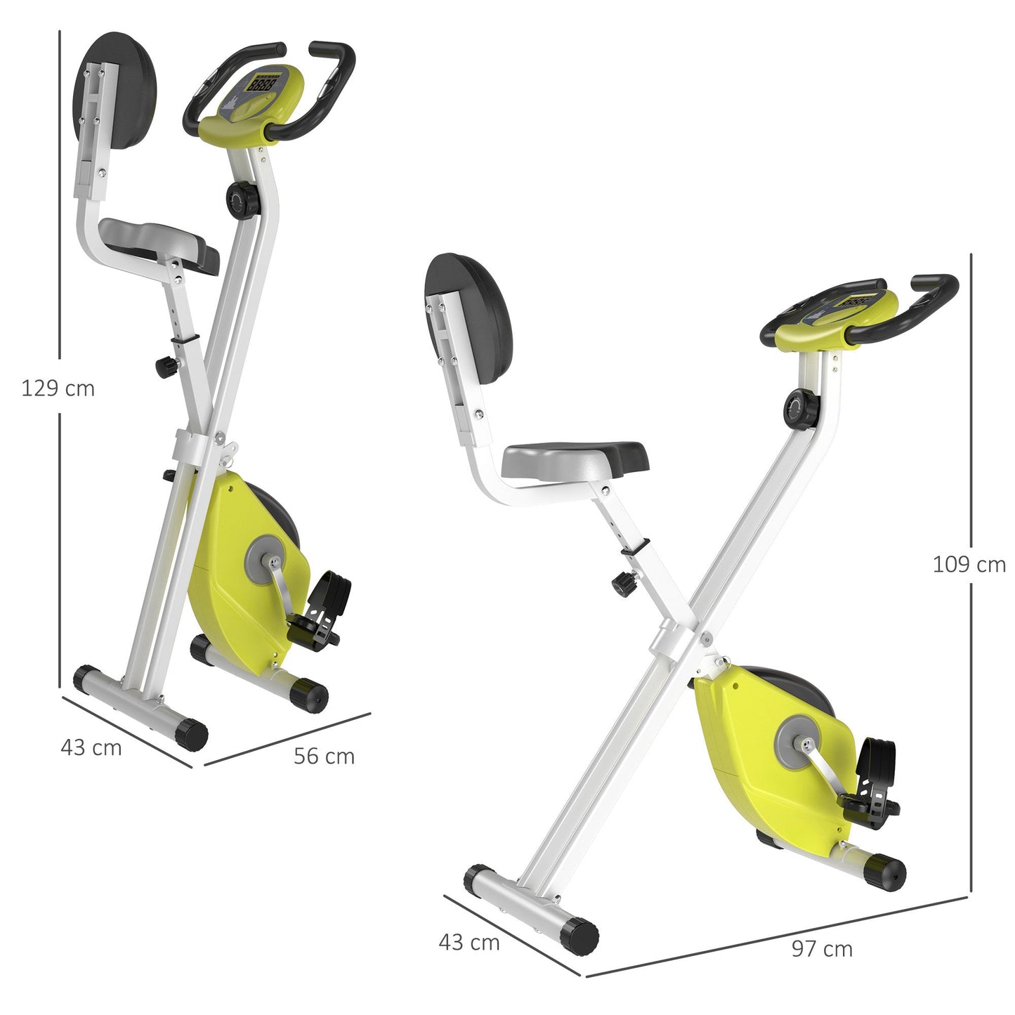 Homcom Steel Manual Stationary Bike Resistance Exercise Bike w/ LCD Monitor Yellow