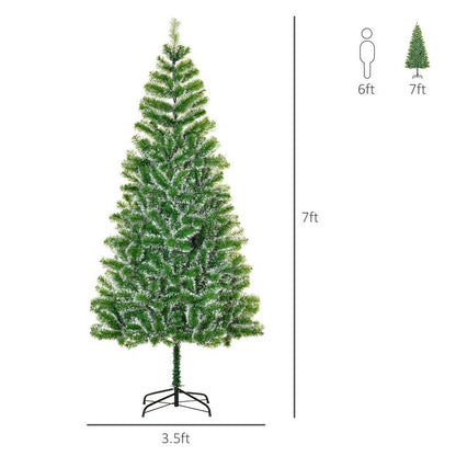 Homcom 7 Foot Indoor Christmas Tree Artificial Decoration Xmas Gift with Metal Stand Branch Tips