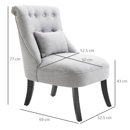 Fabric Single Sofa Dining Chair Tub Chair Upholstered W/ Pillow Solid Wood Leg Home Living Room Furniture Grey