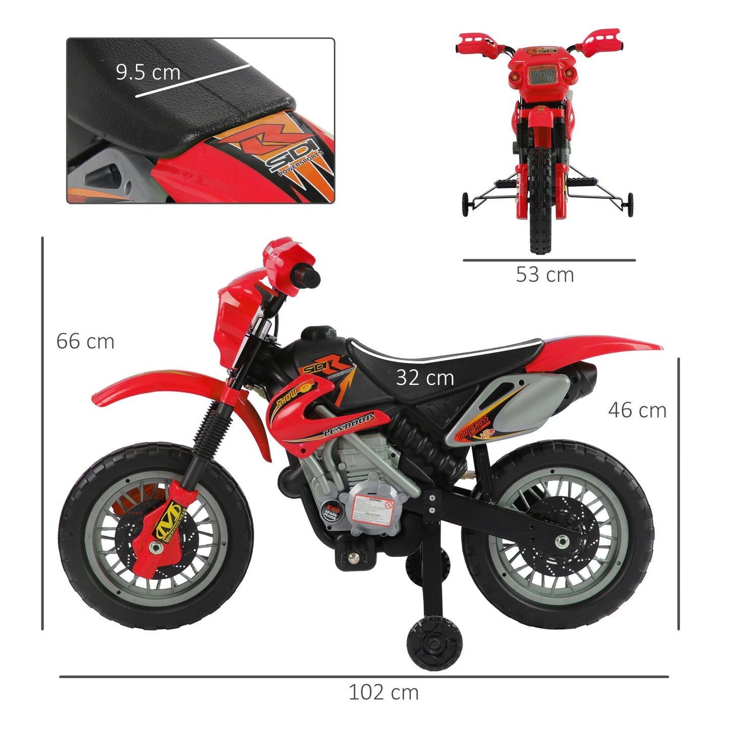 6V Children's PP Electric Ride-On Motorbike with Effects Red