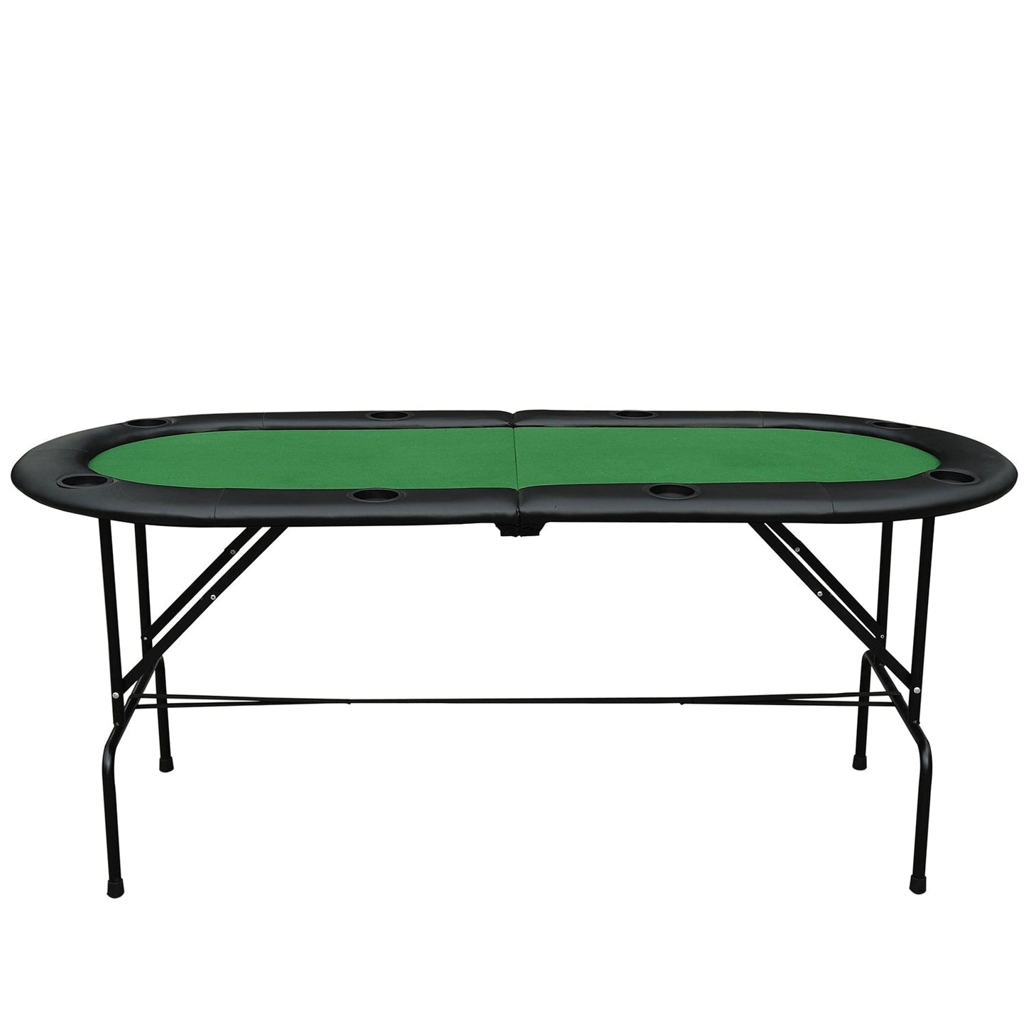 Poker Table 1.85m Folding Top for 8 Players Casino with Chip Trays Drink Holders