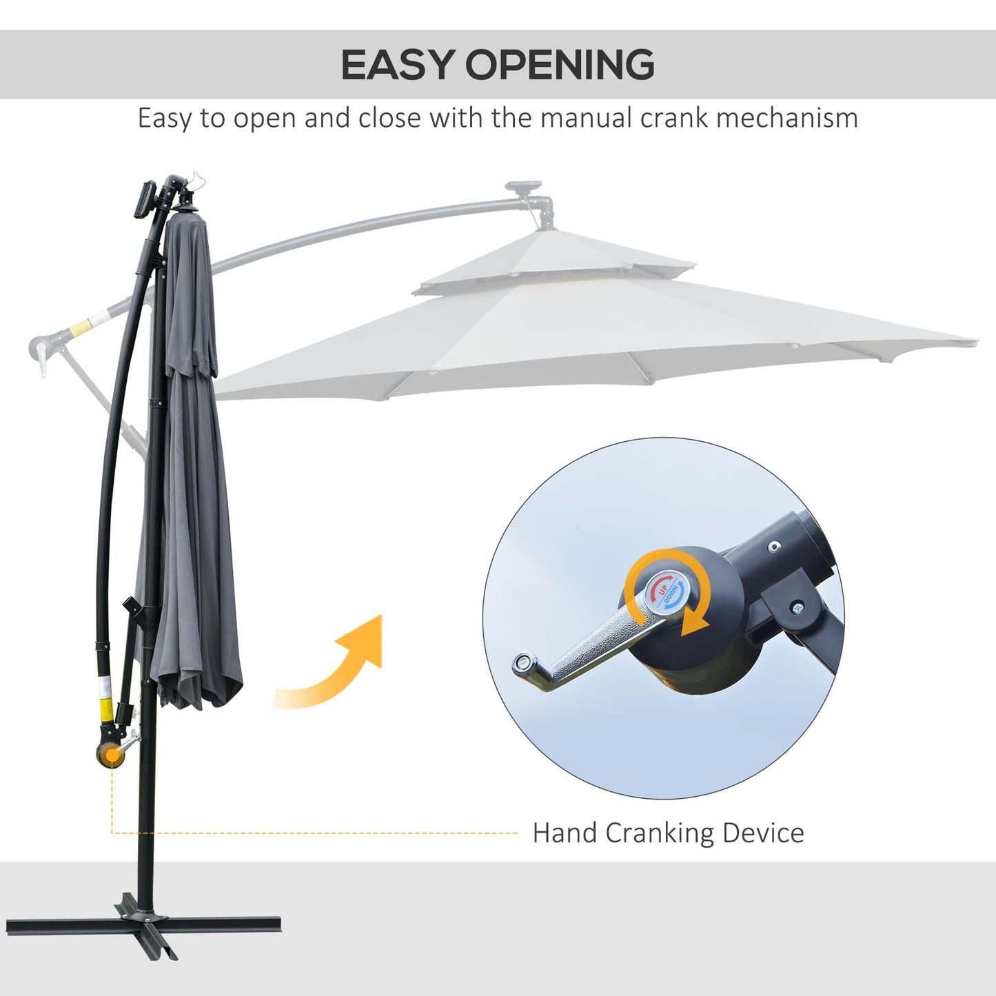 3M Cantilever Banana Parasol Hanging Umbrella with Double Roof