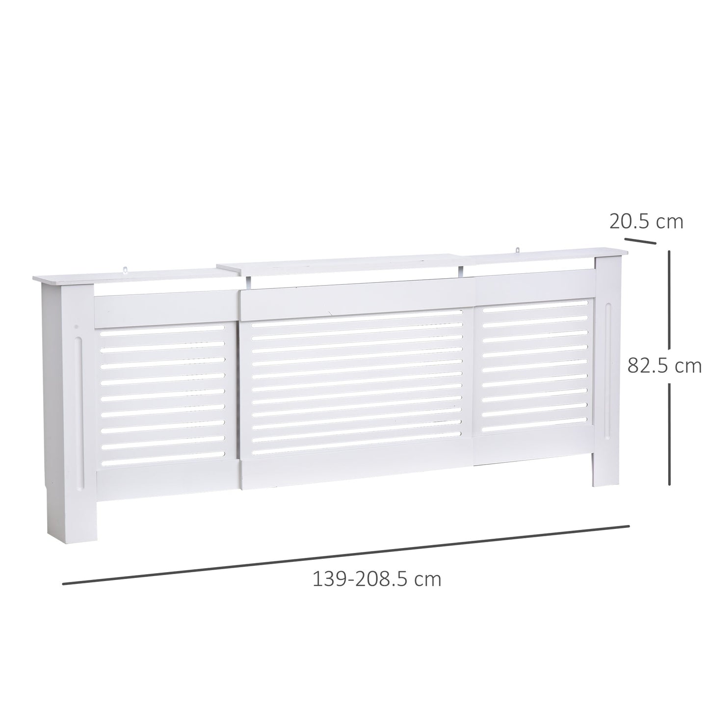 145-210L x 21W x 83H cm Extendable Medium-density fibreboard Radiator Cover - White