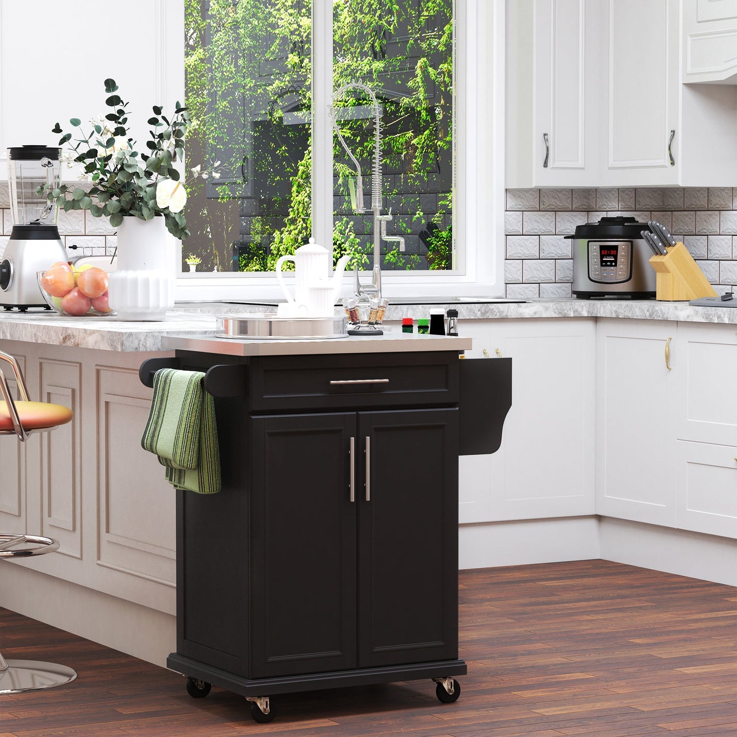 Wooden Kitchen Island on Wheels