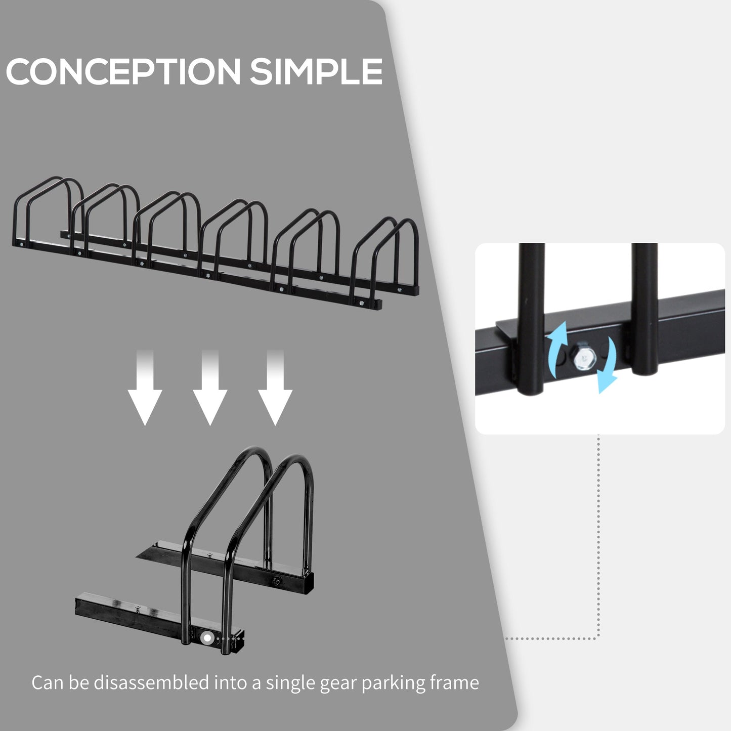 Homcom Bike Stand Parking Rack Floor or Wall Mount Bicycle Cycle Storage Locking Stand 179L x 33W x 27H (6 Racks