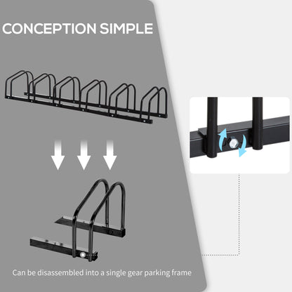 Homcom Bike Stand Parking Rack Floor or Wall Mount Bicycle Cycle Storage Locking Stand 179L x 33W x 27H (6 Racks