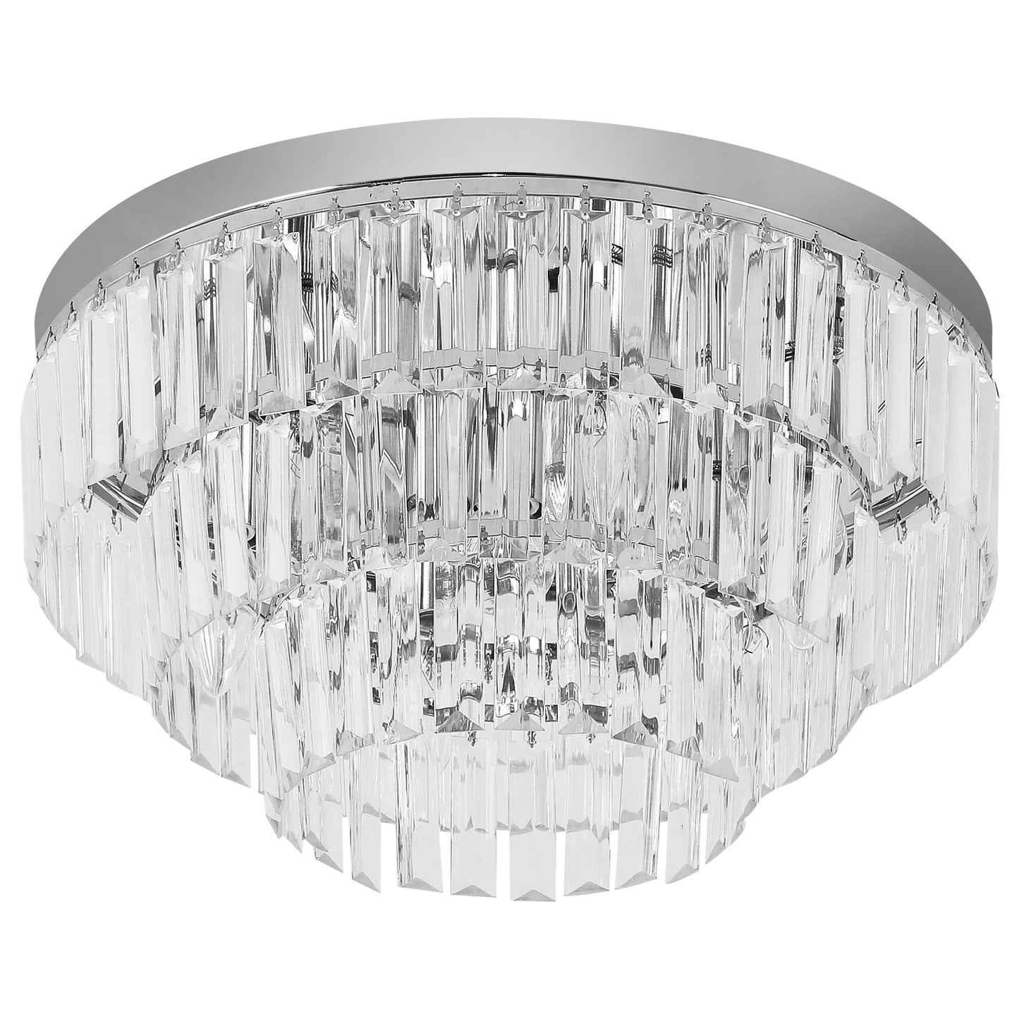 Round Crystal Ceiling Lamp 7 Lights Chandelier Mounted Fixture For Living Room Dining Room Hallway Modern