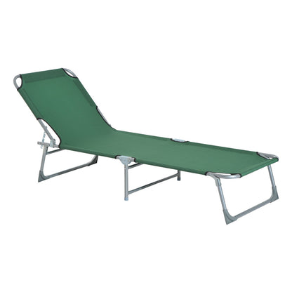 Reclining Sun Lounger Chair Folding Camping Bed with 4-Position Adjustable Backrest