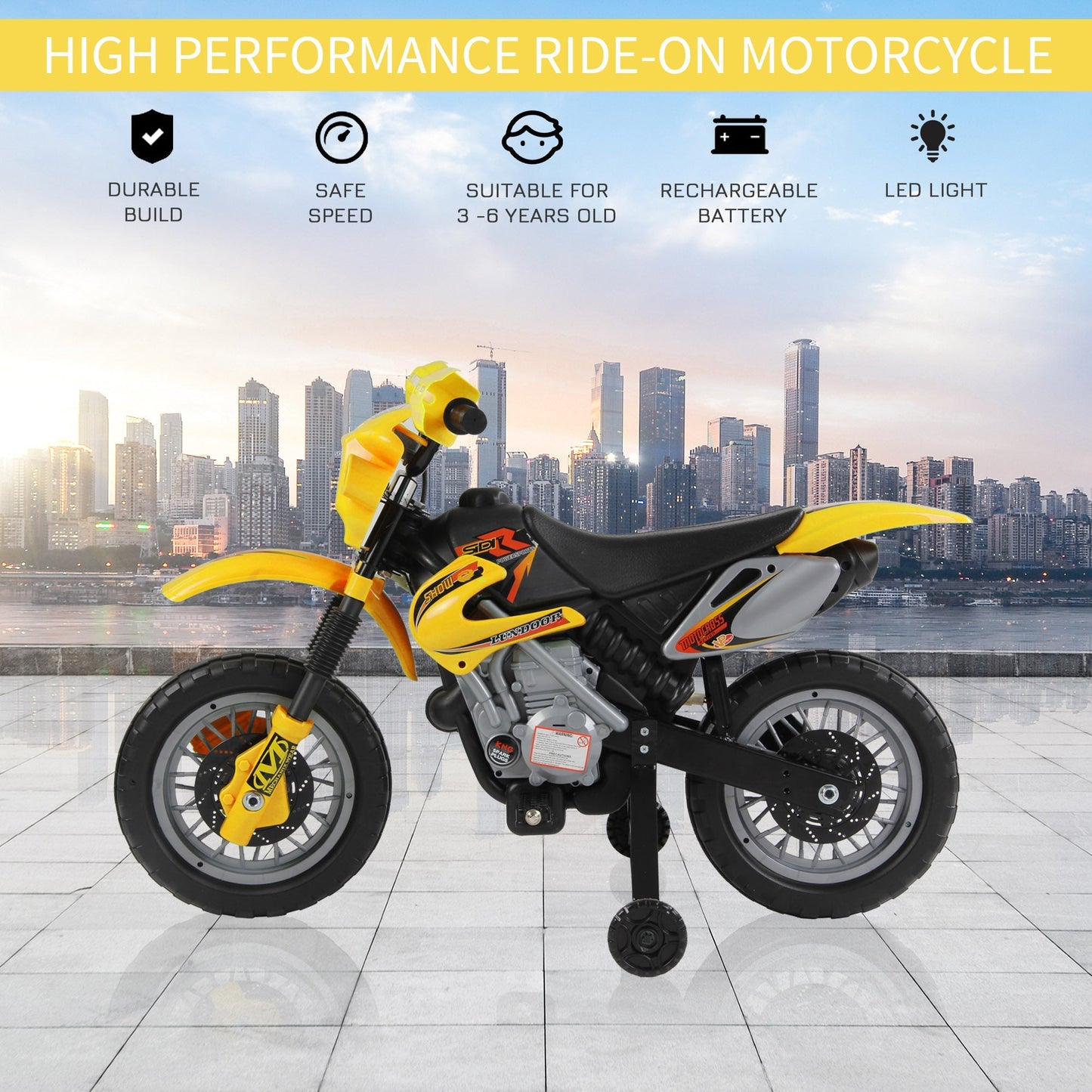 Electric Motorcycle for Kids Ride on Toys-Yellow