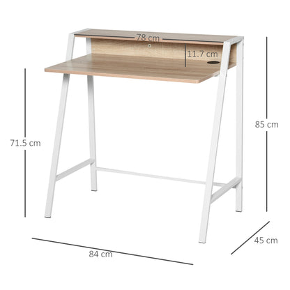 Two-Tier Metal Frame Writing Desk - Oak-Effect