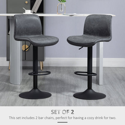 Set of 2 Bar Stool Adjustable Height Swivel Footrest and Base for Breakfast Bar