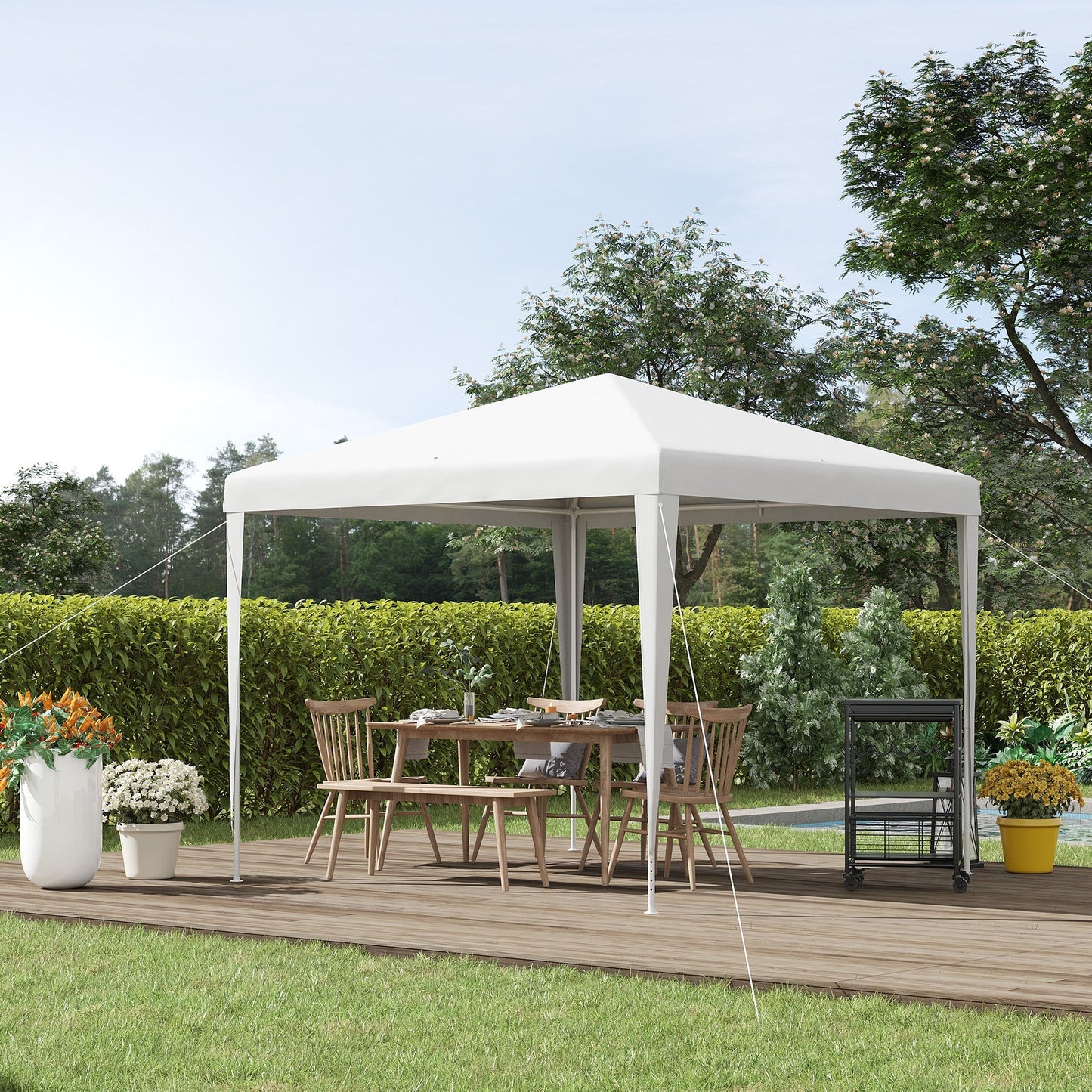 Outsunny 2.7M X 2.7M Garden Gazebo Marquee Party Tent Wedding Canopy Outdoor White