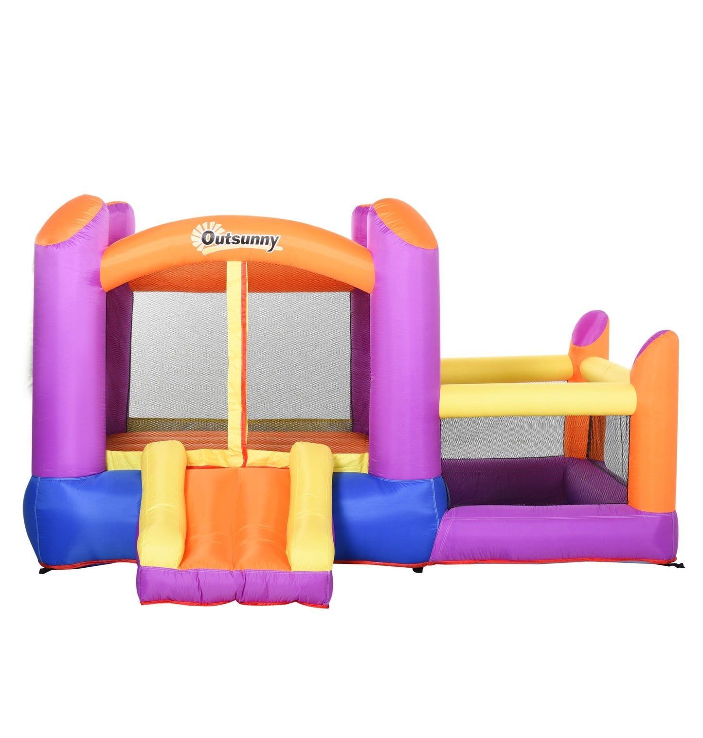 Outsunny Kids Bouncy Castle House Inflatable Trampoline Slide Water Pool 3 In 1 With Blower For Kids Age 3-8 Multi-Color 2.8 X 2.5 X 1.7M