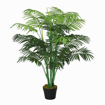 125cm/4FT Artificial Palm Plant Decorative Tree with 18 Leaves Nursery Pot Fake Plastic Indoor Outdoor Home Office Décor