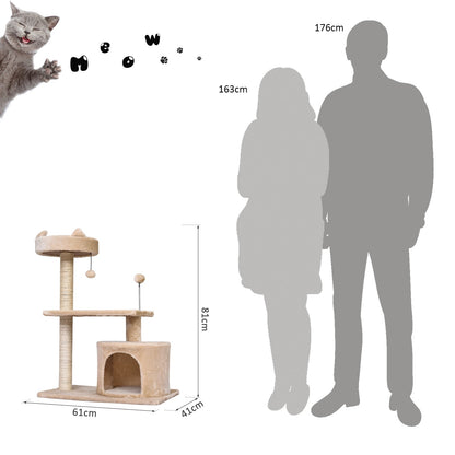 PawHut Mult Level Cat Tree for Indoor Cats with Scratching Post Bed Condo Perch