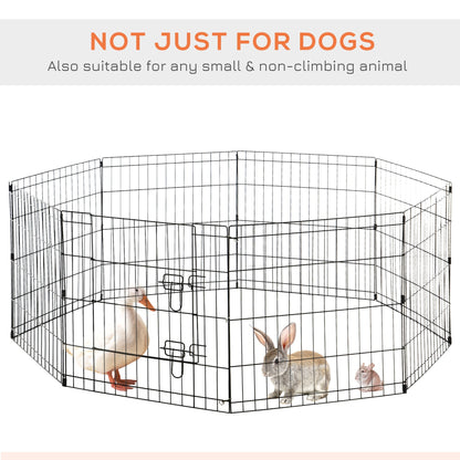 PawHut 8 Panel Dog Playpen Puppy Pen Rabbits Guinea Metal Crate Pet Cage Run Indoor Outdoor