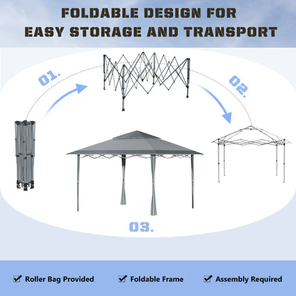 Outsunny 4 X 4M Pop-Up Gazebo Double Roof Canopy Tent With Uv Proof