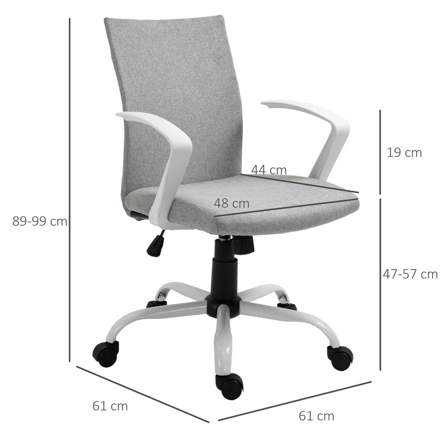 Vinsetto Office Chair Linen Swivel Computer Desk Chair Home Study Task Chair with Wheels