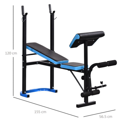 Adjustable Weight Bench with Leg Developer Barbell Rack for Home Gym Fitness