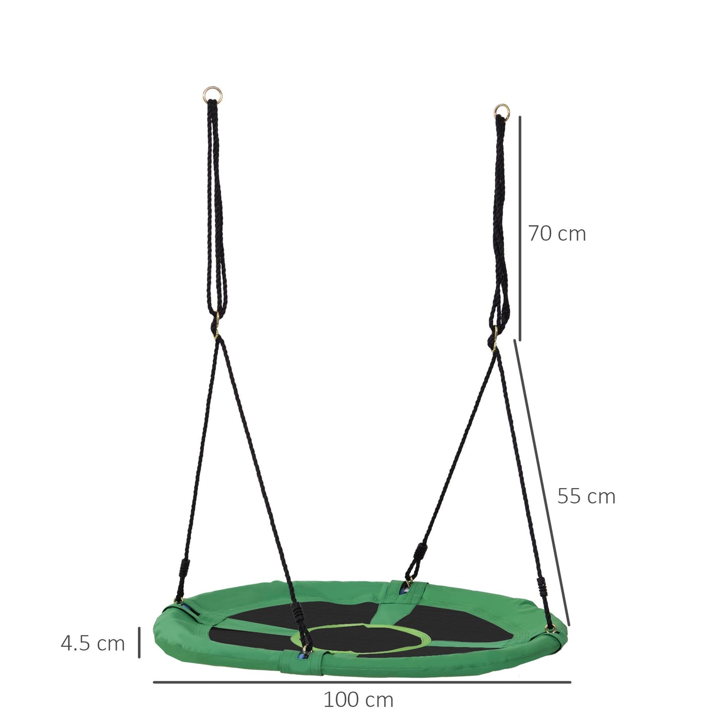 Kids Swing Outdoor Toys For Kids Diameter 100X4.5H cm-Black/Green