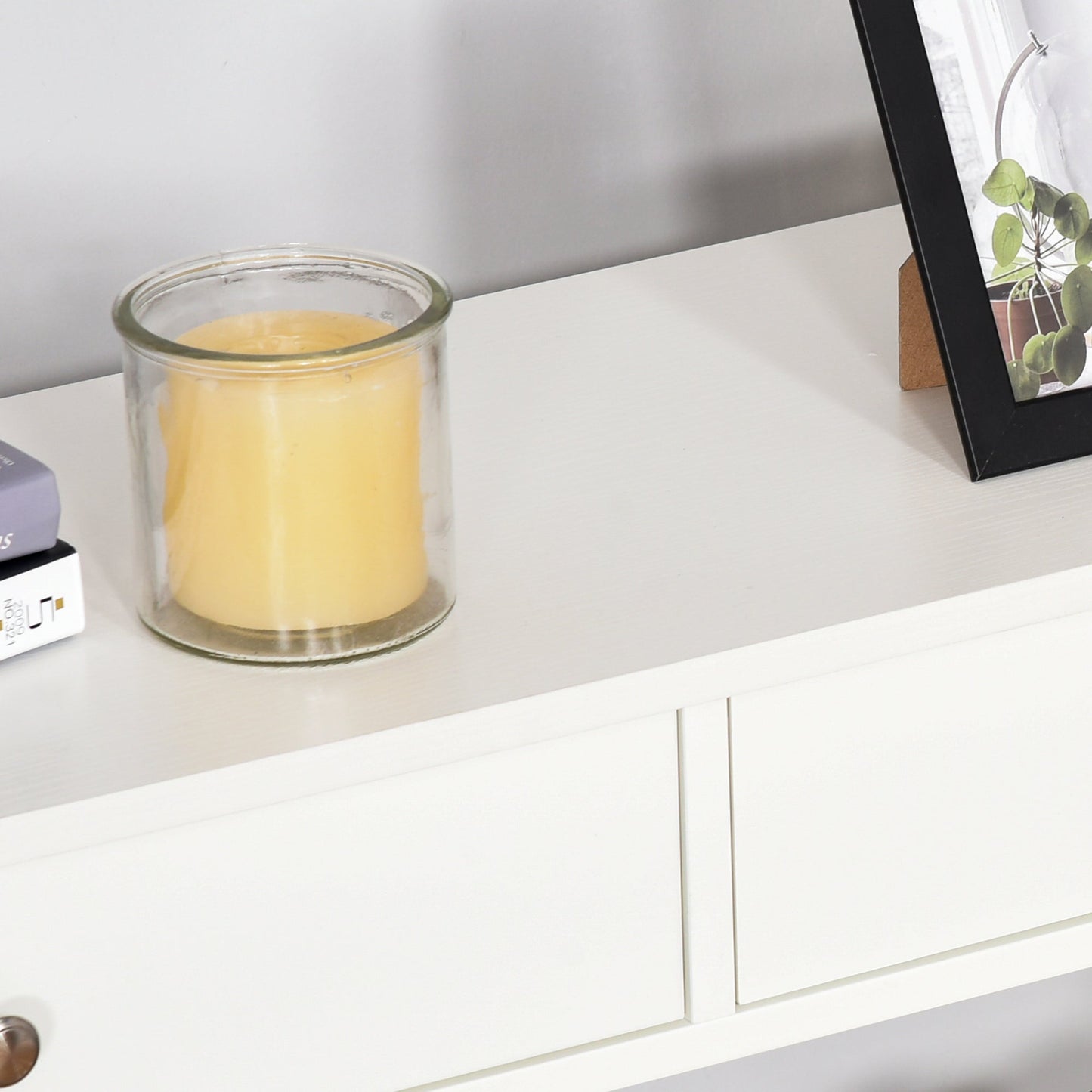 Console Table Side Desk w/ Shelves Drawers Open Top X Support Frame Living Room Hallway Home Office Furniture White