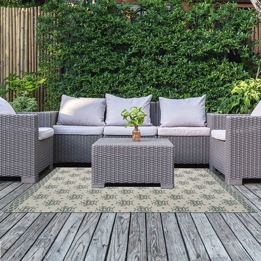 Wensum Garden Patio Rug by Wensum Bees Grey Neutral - 300x240cm