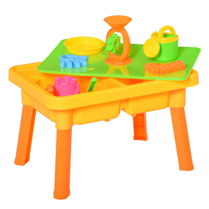 16-Piece Sand and Water Play Table Sand Pit Beach Toy Set 2 in 1 Outdoor Activities Playset with Lid and Accessories for 3 Years Old