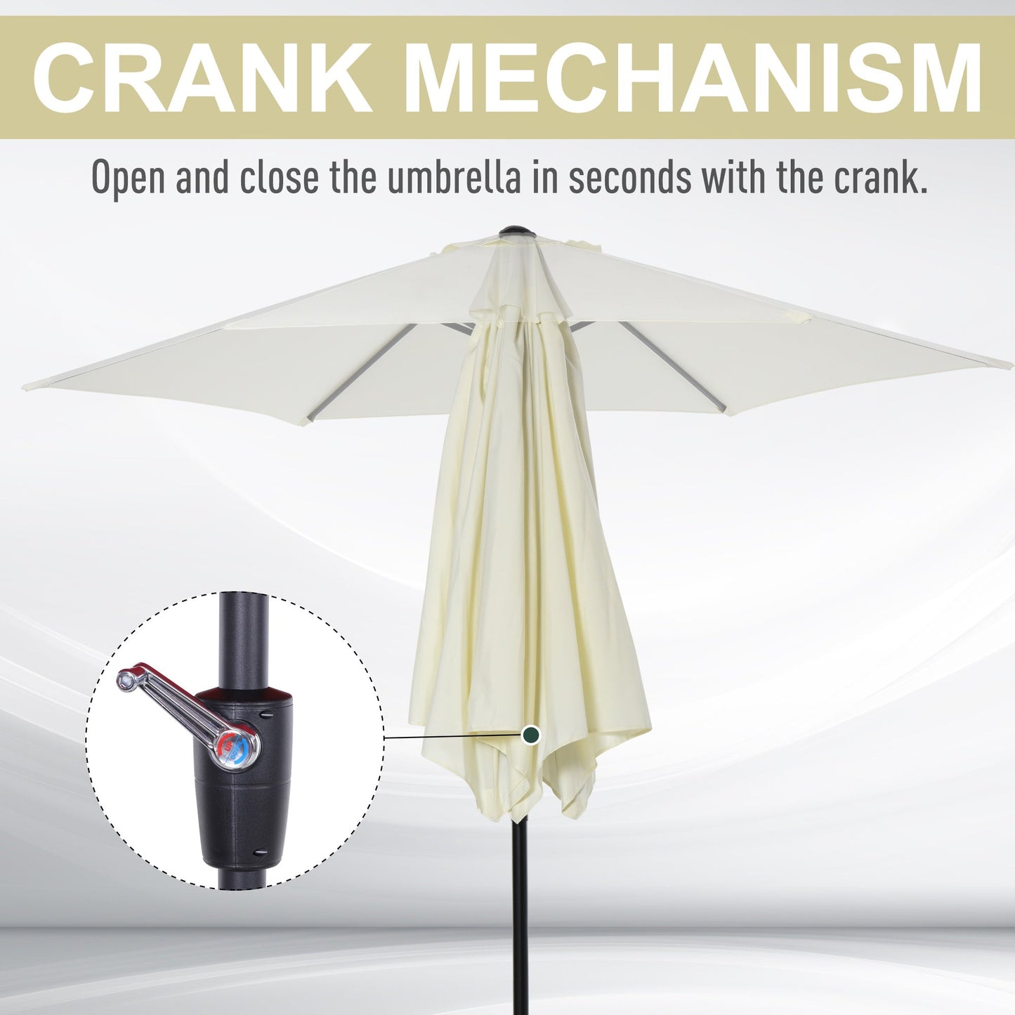 Outsunny 2.7M Garden Parasol Umbrella with Tilt and Crank