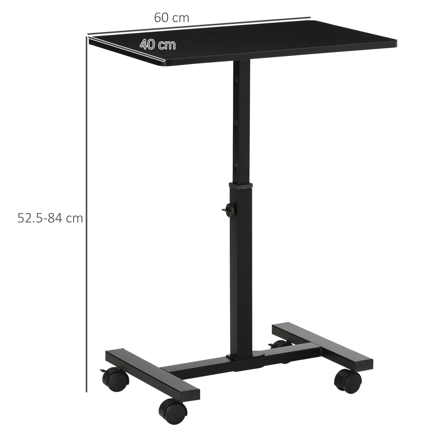 52-84cm Adjustable Mobile Over-Surface Table - Black