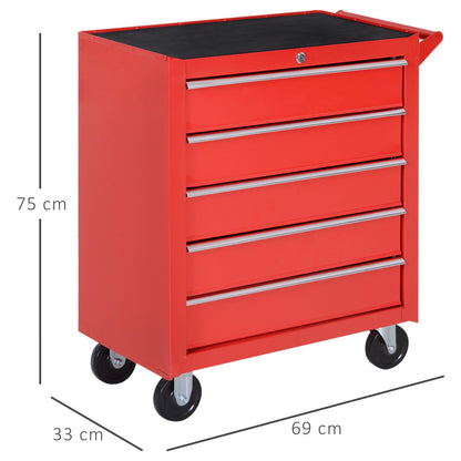 Durhand Roller Tool Cabinet 5 Drawers-Red