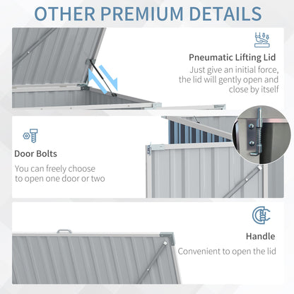 Galvanised 5 x 3' Single Door Pent Garden Store Lockable With Opening Lid Steel Grey by Steadfast