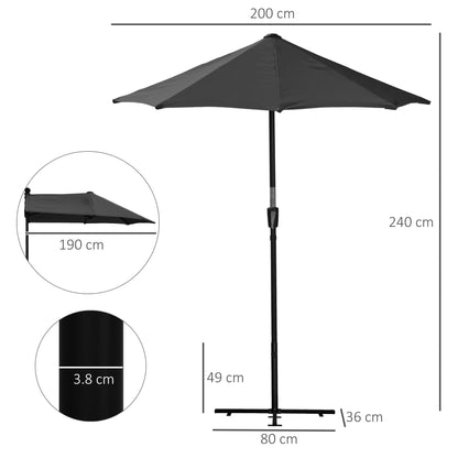 2m Half-Cut Garden Parasol