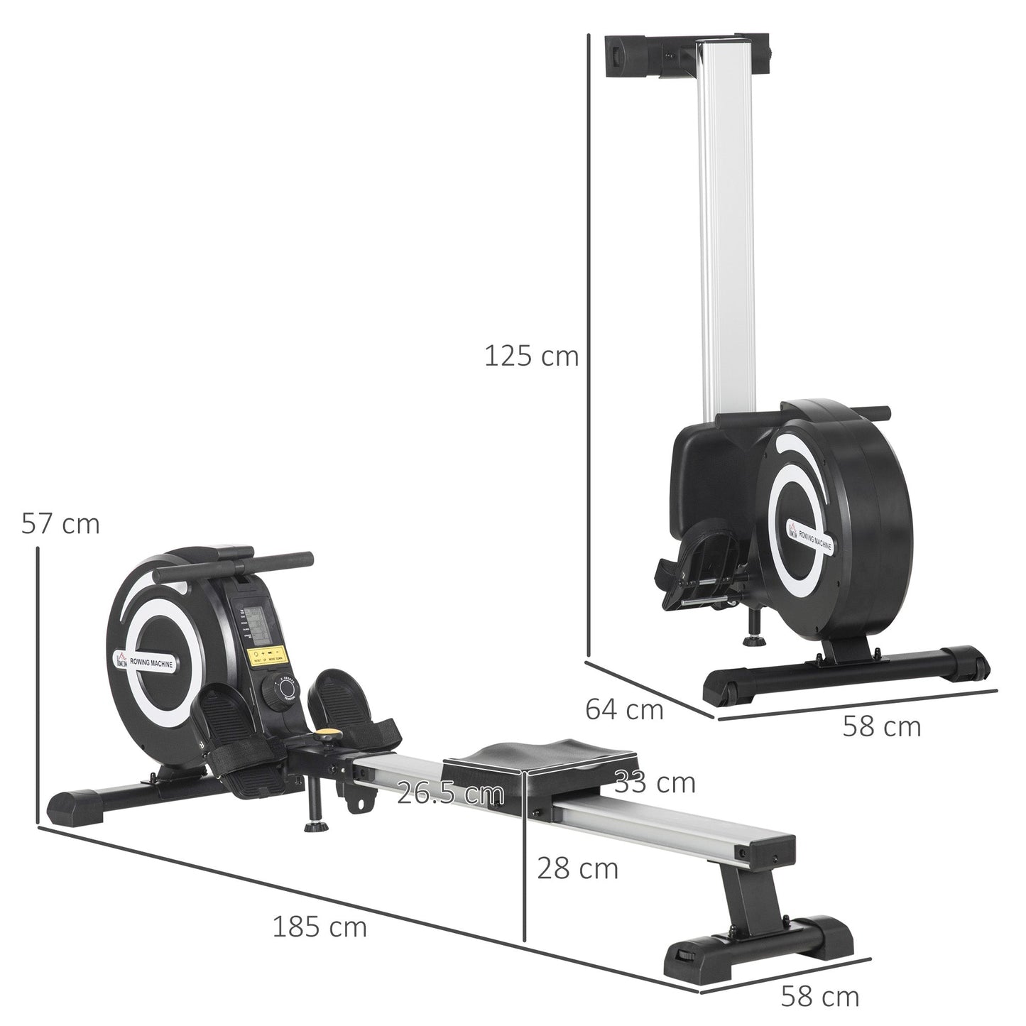 Fitness Adjustable Magnetic Rowing Machine Rower w/ LCD Digital Monitor