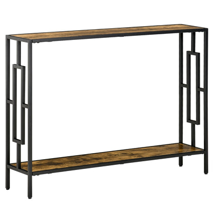 Industrial Console Table with Storage Shelf