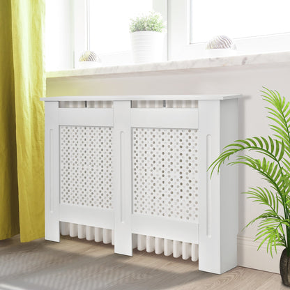 Wooden Radiator Cover Heating Cabinet Modern Home Furniture Grill Style White Painted Medium