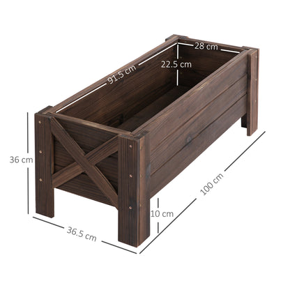 58L Garden Raised Bed Planter Grow Containers for Outdoor Patio Plant Flower Vegetable Pot Fir Wood