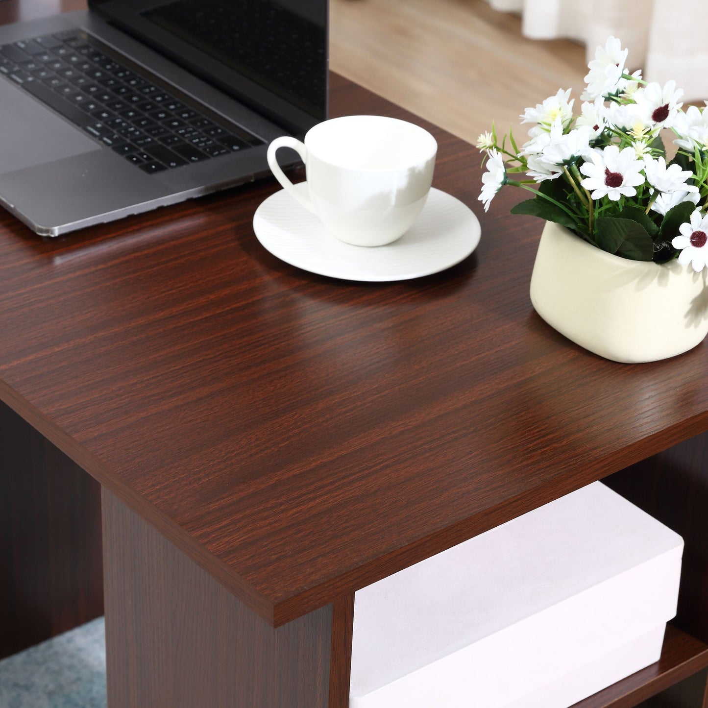 120cm Computer Desk with Storage Shelves Drawers