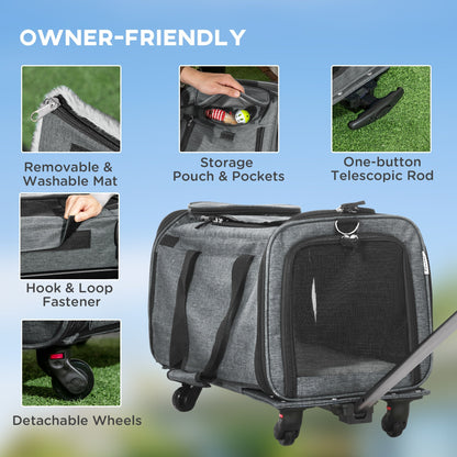 PawHut 4 in 1 Pet Carrier On Wheels for Cats