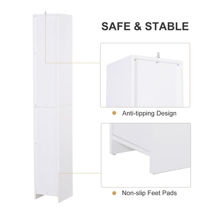 Particle Board Tall Freestanding Bathroom Storage Cabinet White