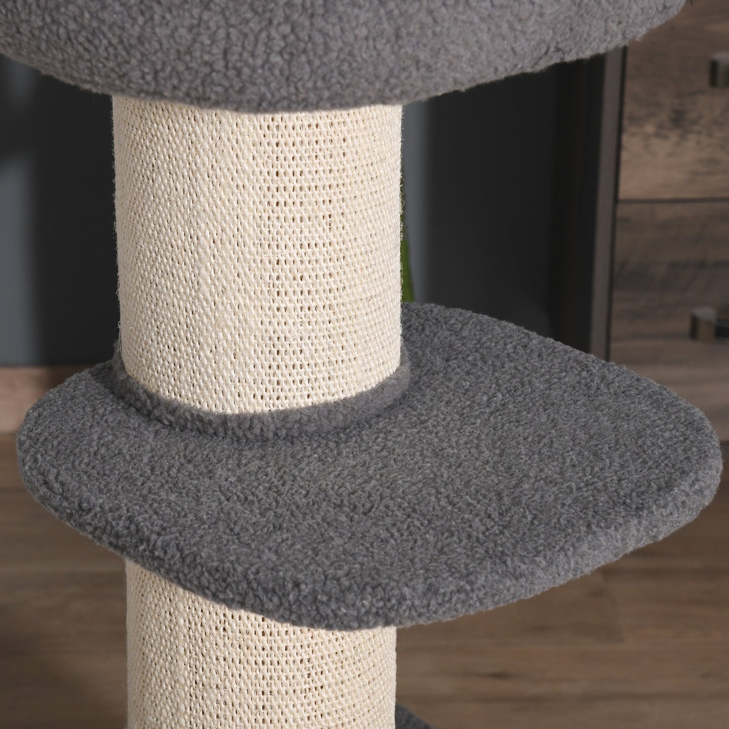 PawHut 96cm Cat Tree for Indoor Cats Kitten Tower Multi level Activity Center Pet Furniture with Sisal Scratching Post Condo Removable Cover Grey