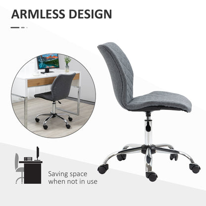 Vinsetto Mid Back Office Task Chair 360° Swivel Height Adjustable Home Office Linen Fabric Grey