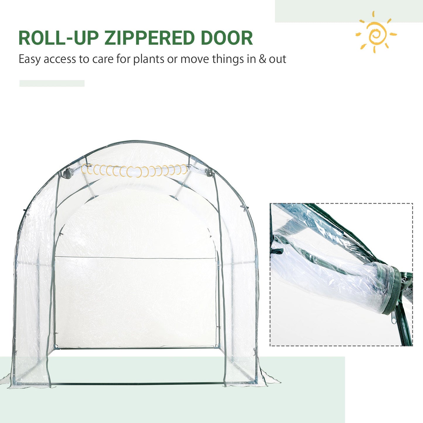 Walk-in Polytunnel Greenhouse with Roll-up Door Transparent Tunnel Greenhouse with Steel Frame and PVC Cover