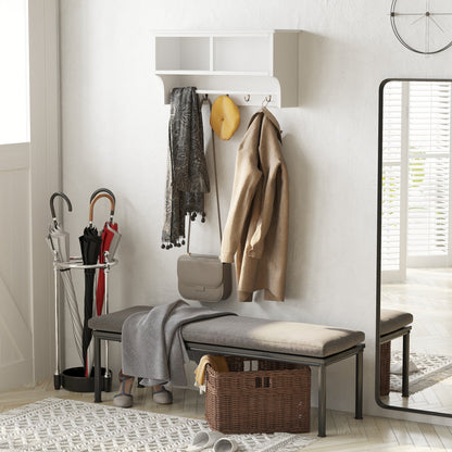 Entryway Coat Rack Wall Mounted Shelf w/ 2 Corn Husk Baskets and Hooks