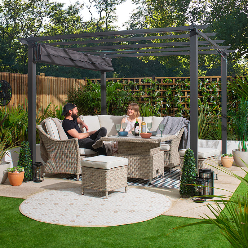 Premium Garden Gazebo 3x3m by Croft with a Charcoal Canopy + FREE Gazebo Cover Cream