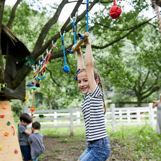 Ninja Warrior Obstacle Course for Kids 46FT Slackline Kit w/ Training Equipment