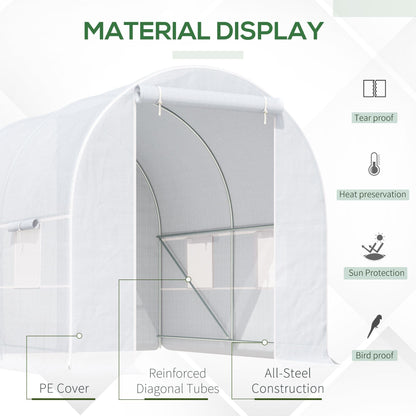 250L×200W×200H cm Walk-in Greenhouse-White