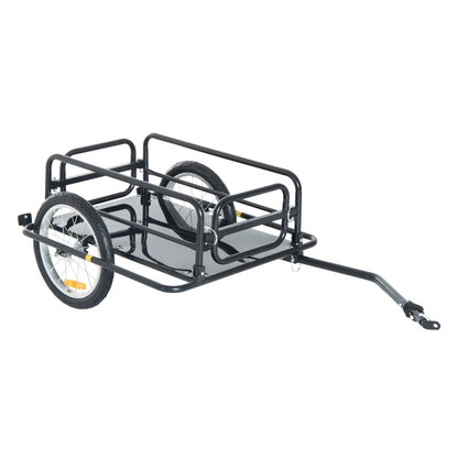 Bike Cargo Trailer in Steel Frame Extra Bicycle Storage Carrier with Hitch-Black