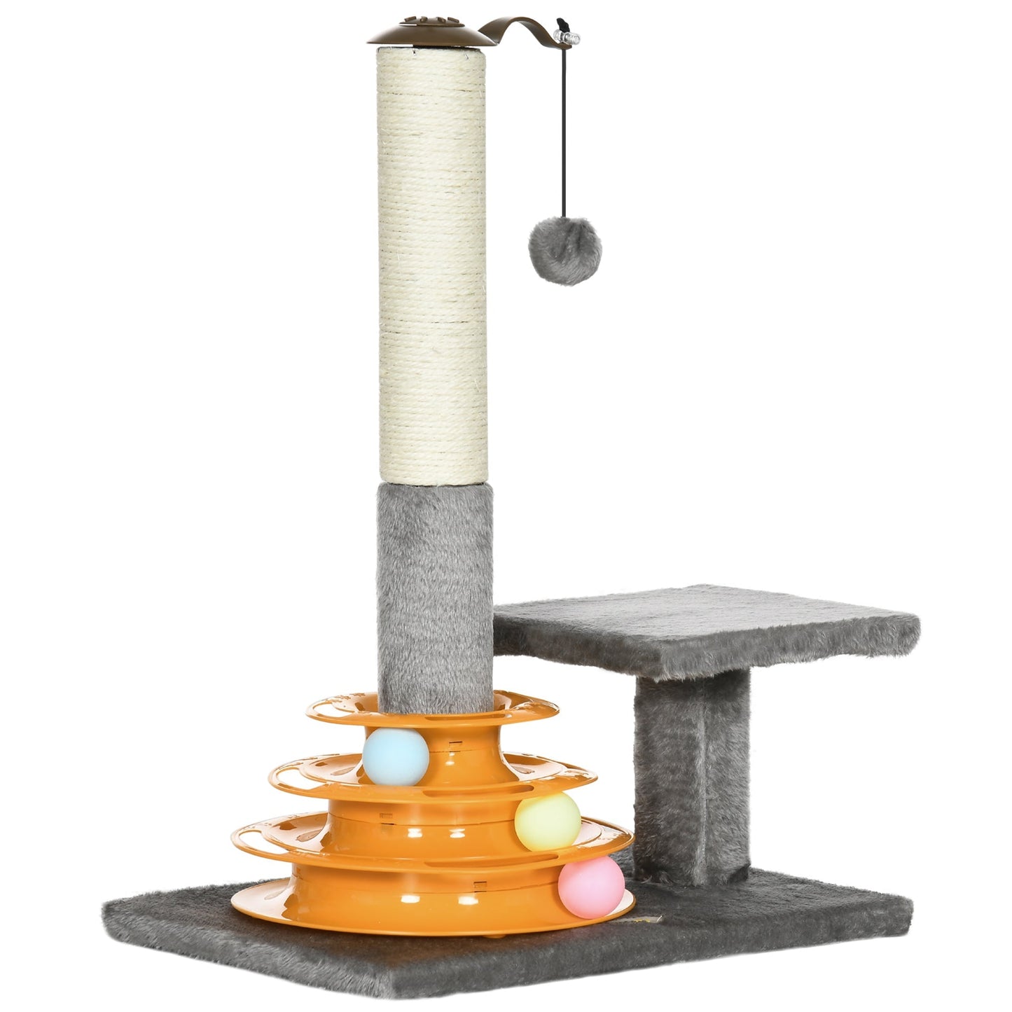 PawHut Cat Tree Tower Activity Center Climbing Stand Kitten House Furniture with Scratching Posts Toy abd Perch 56cm Grey